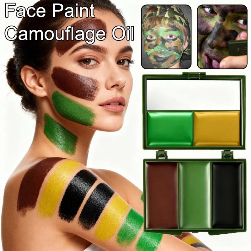 Camo Face Paint - طلاء وجه ثلاثي الألوان للتمويه التكتيكي